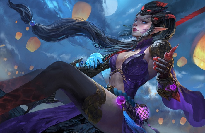 Fantasy art of an elf woman with dragon-like features