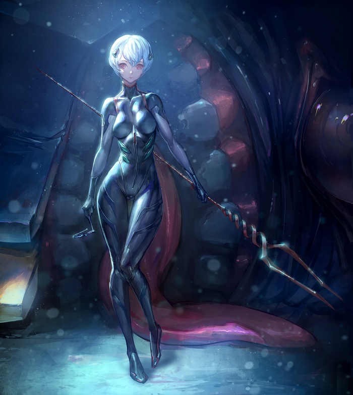 Rei Ayanami from Neon Genesis Evangelion with Spear