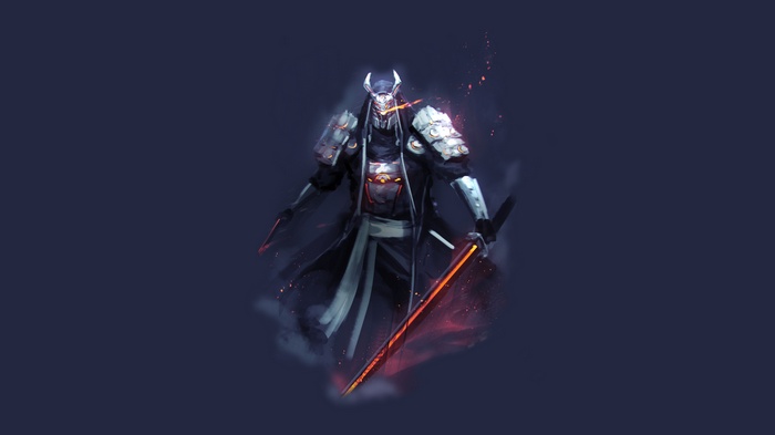 Cyborg Samurai warrior with glowing sword