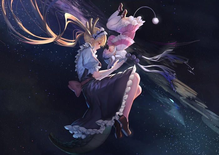 Tohru and Kanna Kamui from Kobayashi-san Chi no Maid Dragon in space