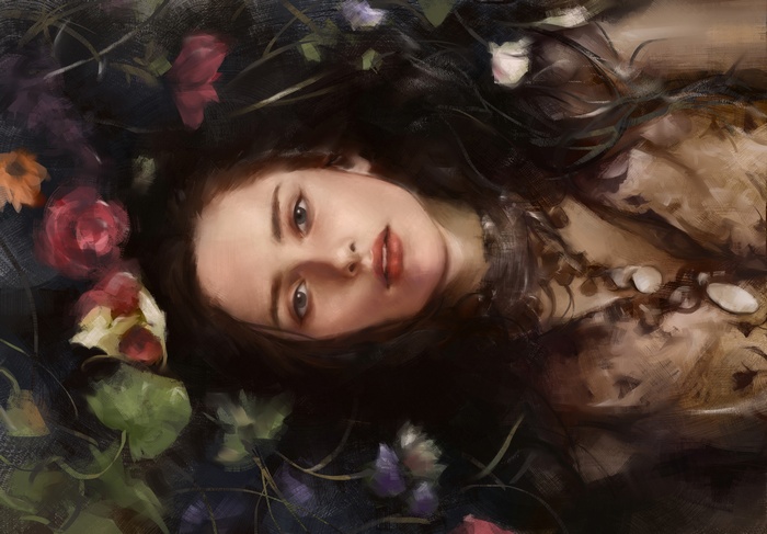 Woman with flowers in hair