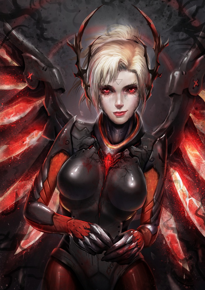 Mercy from Overwatch with demonic wings