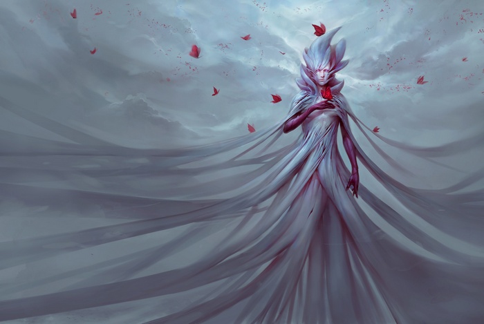 Fantasy art of an elf with a rose