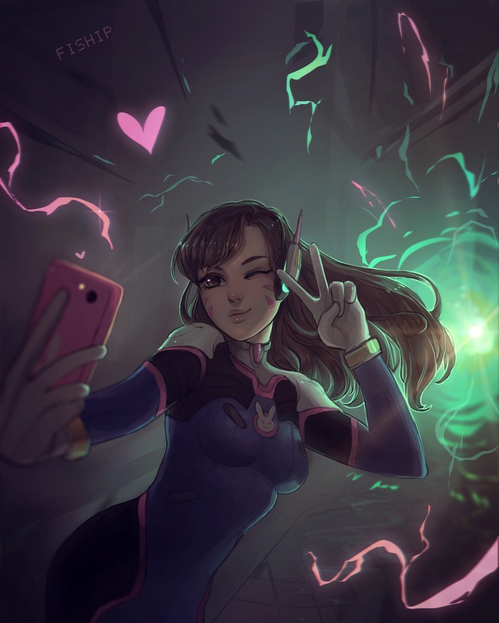 D.Va from Overwatch taking a selfie