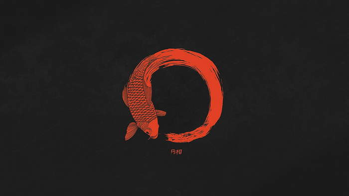 Red Koi Fish in Enso Circle