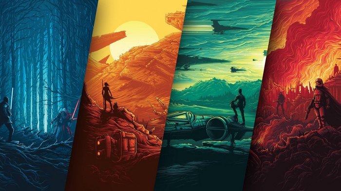 Star Wars characters in different environments