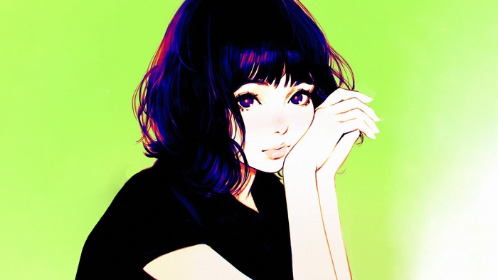 Anime girl with black hair by Ilya Kuvshinov