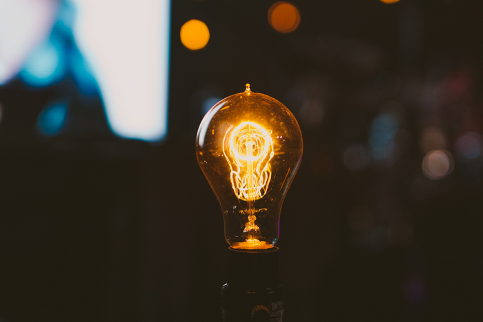 Close-up of a glowing Edison light bulb