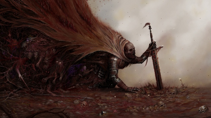 Undead warrior with sword and cape