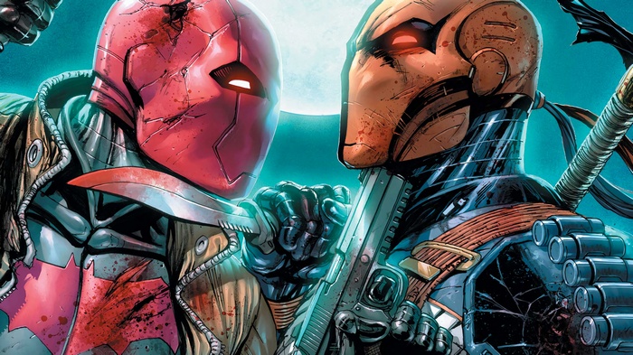 Deathstroke and Red Hood face off