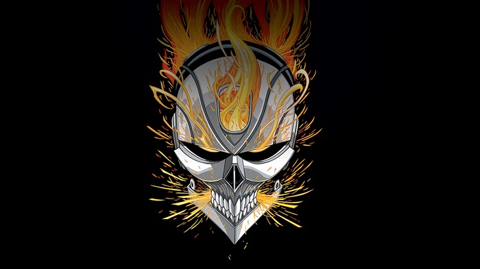 Ghost Rider skull with flames from Marvel Comics