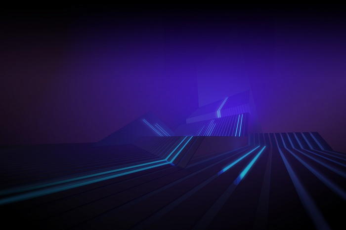 Abstract 3D geometric structure with neon lights