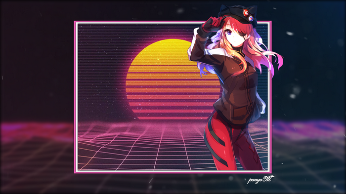Asuka Langley Soryu from Neon Genesis Evangelion Retro Anime Art