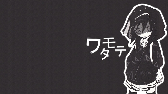 Anime girl with hoodie and Japanese text