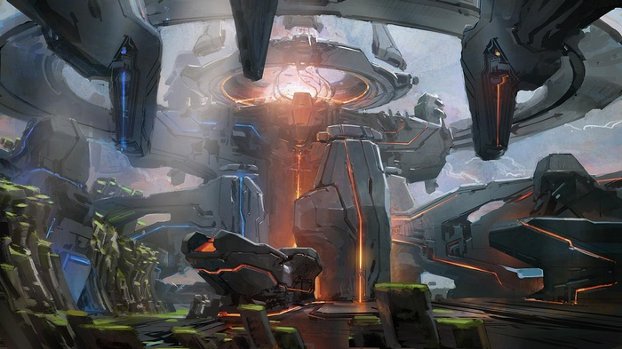 Futuristic alien structure with glowing energy