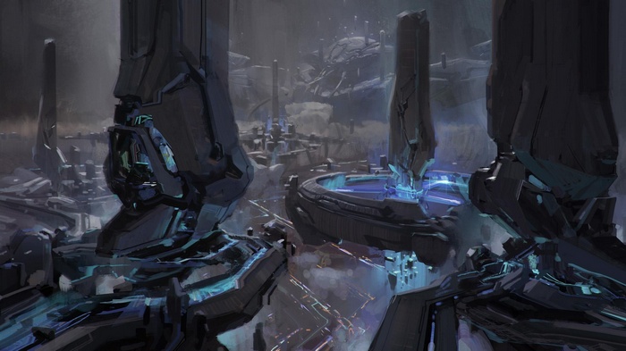 Halo 5: Guardians concept art of a futuristic city