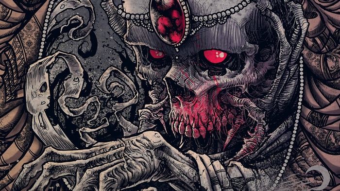 Carnifex Skull with Red Eyes and Crown