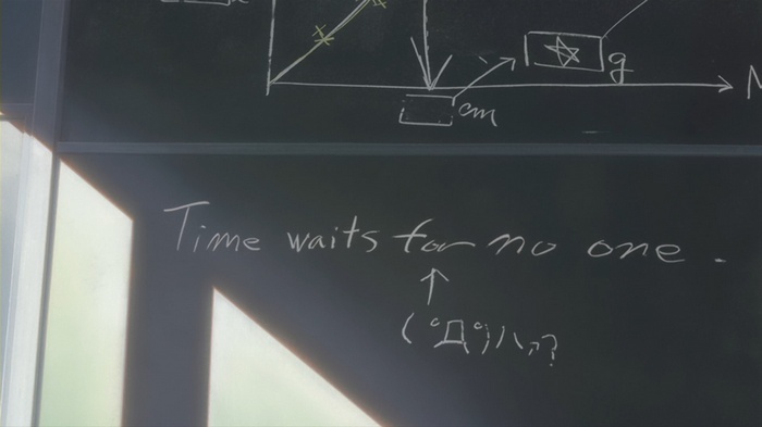The Girl Who Leapt Through Time blackboard text