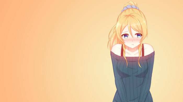 Ayase Eli from Love Live! with blonde ponytail and blue eyes
