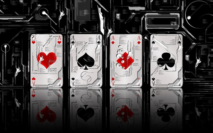 Four Aces Playing Cards with Digital Art Background
