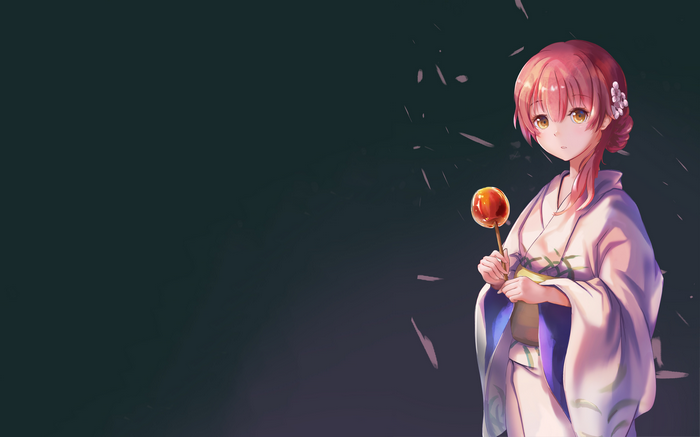 Shoko Nishimiya from Koe no Katachi holding a candy apple