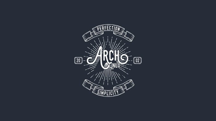 Arch Linux logo with 'Perfection' and 'Simplicity'