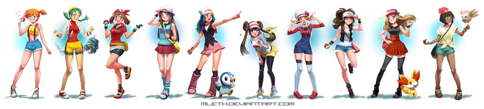 Mei(Pokémon), Haruka(Pokémon), Leaf(Pokémon), Rosa (Pokémon), Kasumi(Pokémon), Kotone(Pokémon), Dawn (Pokemon), Serena(Pokémon), Pokémon, Hikari (pokemon), Moon(Pokémon SunandMoon)