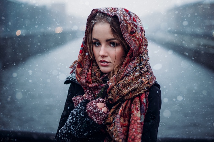 winter, 500px, cold, snow, Julia Tavrina, women, Ivan Proskurin, model, black jackets