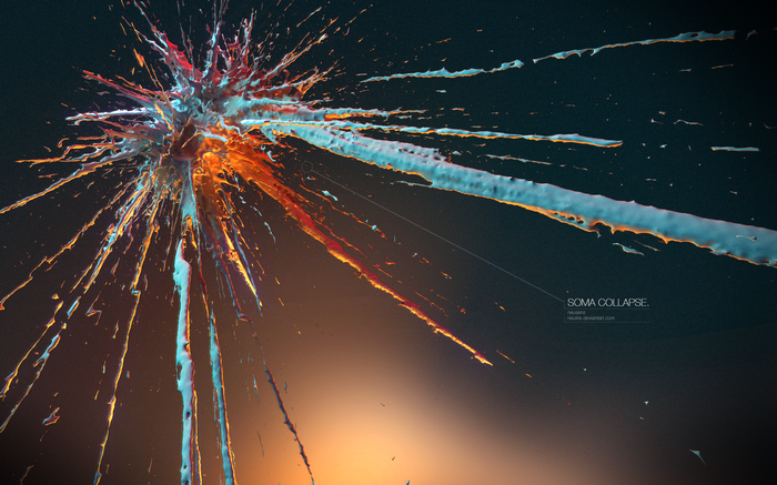 Abstract explosion of colorful liquid splashes