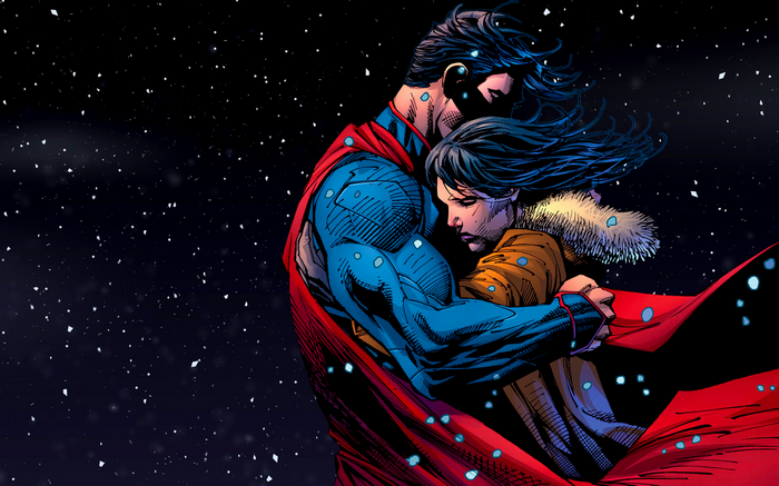 Superman and Lois Lane in the snow