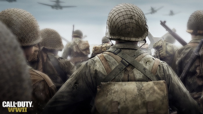 Call of Duty: WWII soldiers on a beach with planes