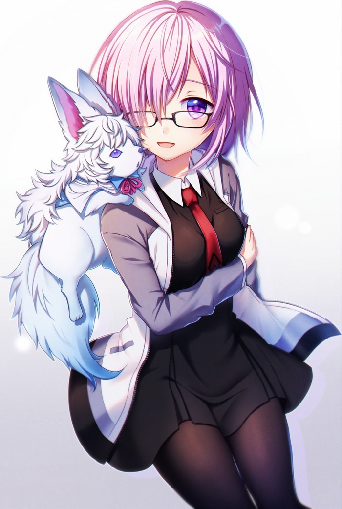 Mashu Kyrielight from Fate/Grand Order with a white creature