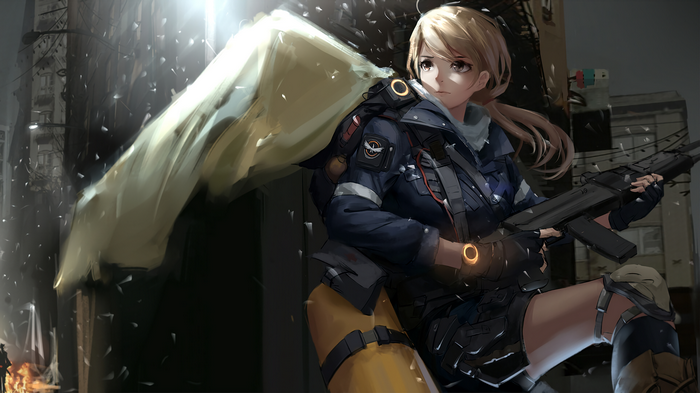 Anime girl from Tom Clancy's The Division holding a gun