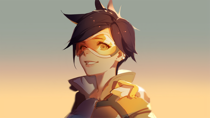 Tracer from Overwatch smiling