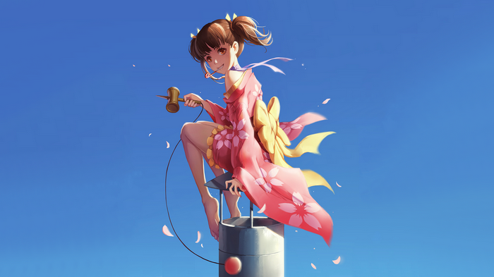 Mumei from Koutetsujou no Kabaneri holding a hammer