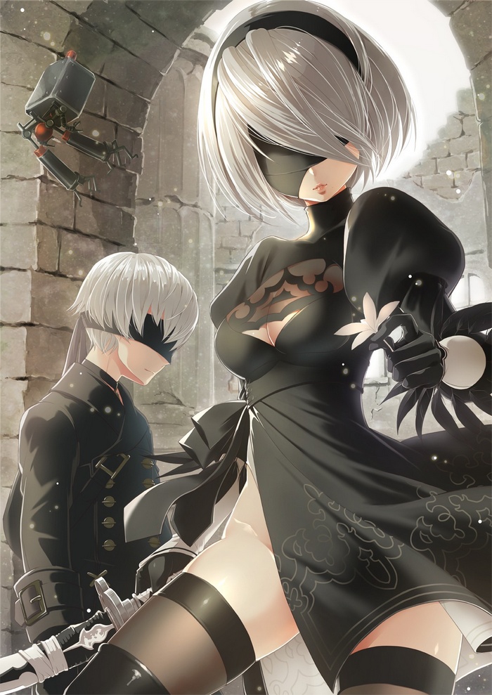 2B and 9S from Nier: Automata with a Pod