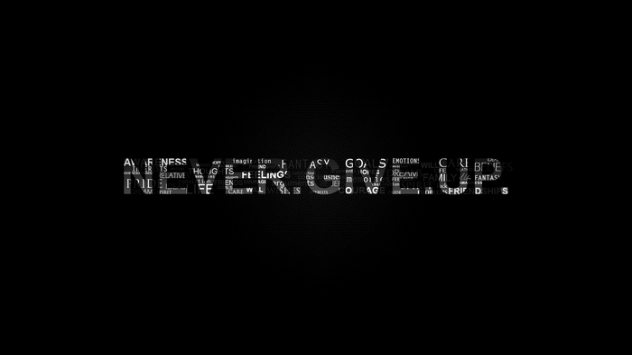 Motivational typography with words like 'NEVER GIVE UP'