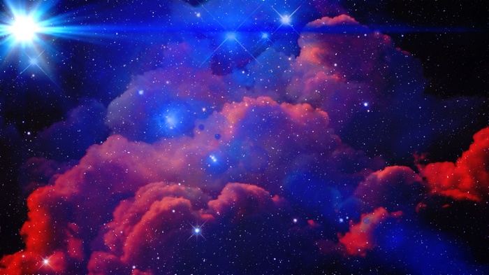 Cosmic clouds and stars with lens flares