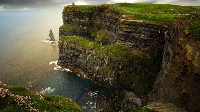 Cliffs of Moher, Ireland, with sea and rocks