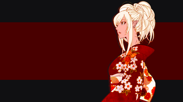 Oshino Shinobu from Monogatari Series wearing a kimono