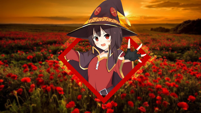 Megumin from Kono Subarashii Sekai ni Shukufuku wo! in a poppy field
