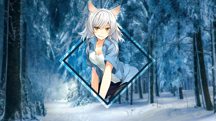 Hanekawa Tsubasa from Monogatari Series in Winter Forest