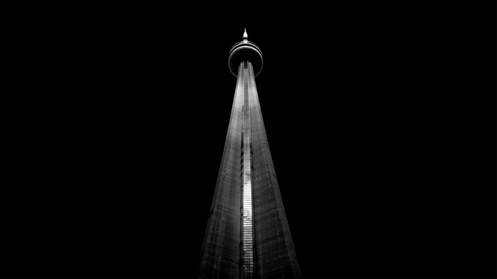 CN Tower in Toronto, Canada, monochrome