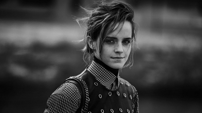 women, monochrome, Emma Watson