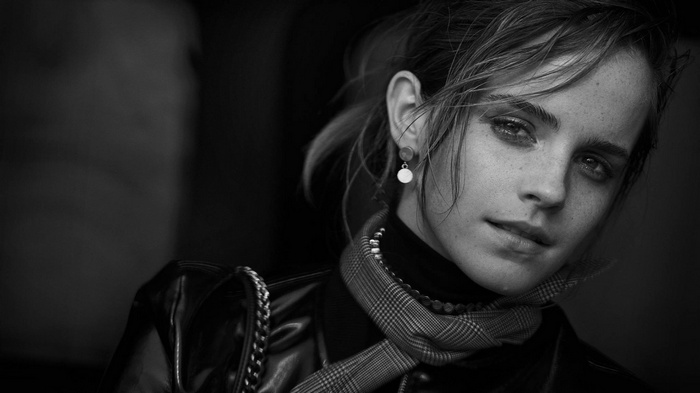 Monochrome portrait of Emma Watson