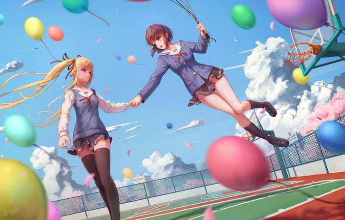 Eriri Spencer Sawamura and Megumi Kato from Saekano with Balloons
