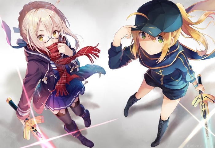 Mysterious Heroine X Alter (FateGrand Order), Berserker (FateGrand Order), FateGrand Order, glasses, sword, Mysterious Heroine X (FateGrand Order), Assassin (FateGrand Order), hat, anime girls, thigh-highs, yellow eyes, Saber, anime