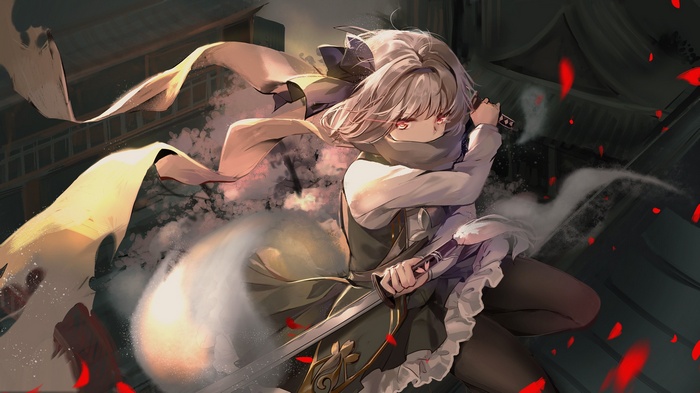 Anime girl with sword from Touhou