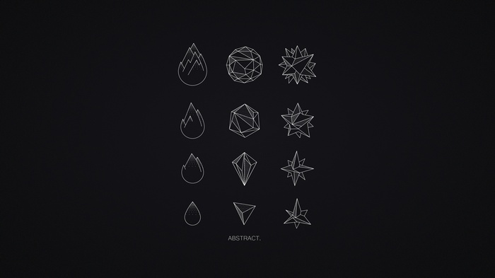 Abstract geometric line art illustrations on dark background