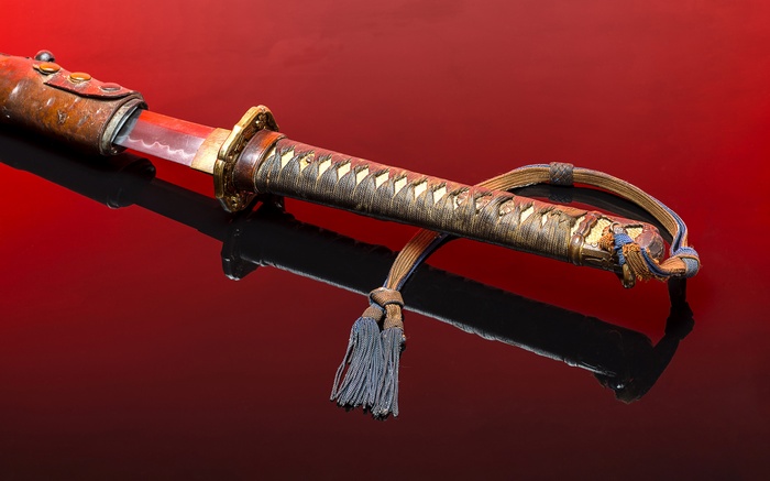 Japanese katana sword with ornate handle